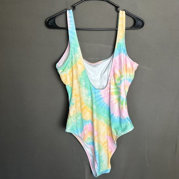 STONEY Clover Target Pastel Rainbow Tie Dye One Piece Swimsuit Size Large (1443) - Picture 2 of 7